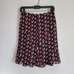 Ladies SZ 4P Anne Klein Blk/ Multi Geometric Print Silk Skirt